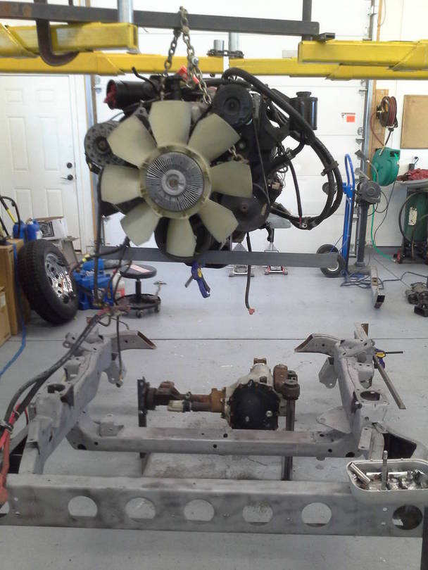 Two post lift used as my engine lift