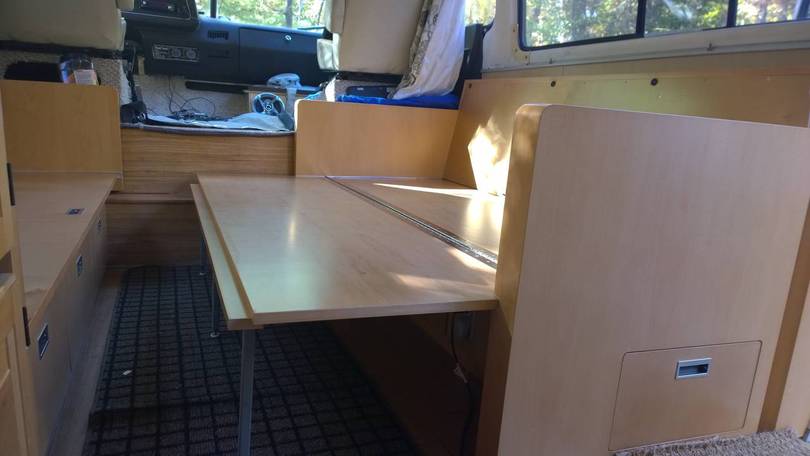 Passenger side bed folded out