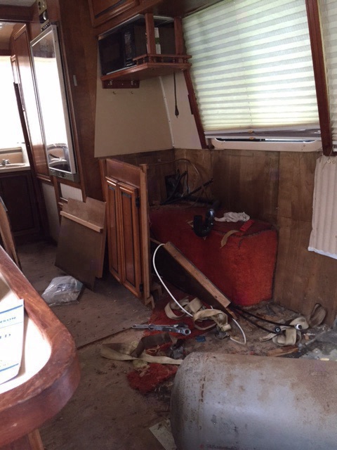 Tearing out kitchen cabinet