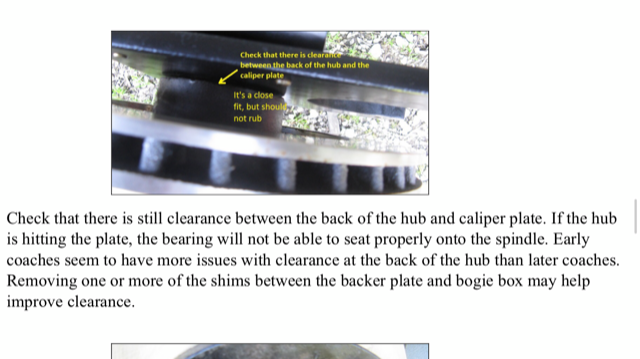 Karen's instructions for checking hub clearance
