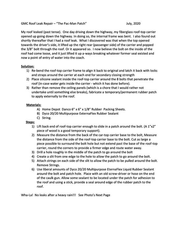 GMC_Roof_Leak_Repair_-_Pac-Man_patch-Repair_Steps